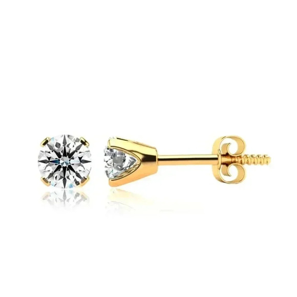 Brandon+Shea 0.25 Ct Real/Lab-Grown Diamond Studs – 14K Yellow Gold Filled - Picture 1 of 5
